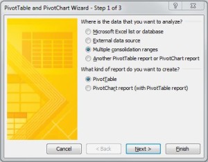 Unpivot Excel data - Pivot Wizard Step 1